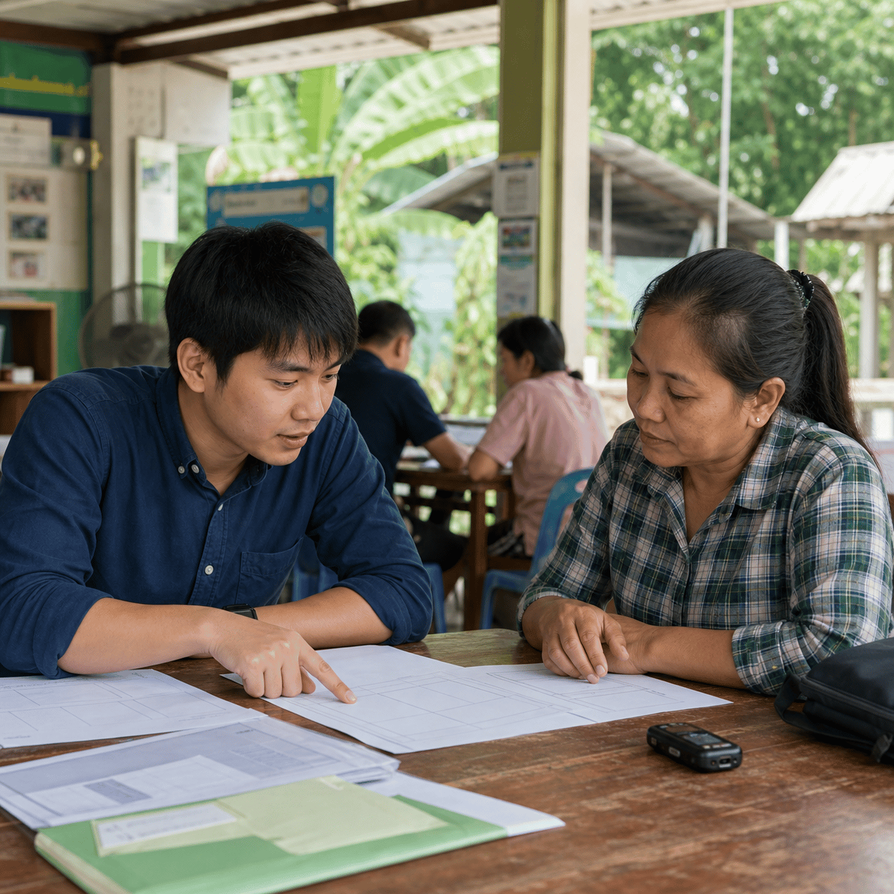 นักวิจัยไทยกำลังวางแผนแบบสอบถามและเอกสารสัมภาษณ์สำหรับงานภาคสนาม